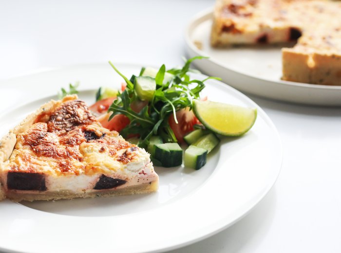 Beetroot and goat's cheese quiche Kidney Care UK