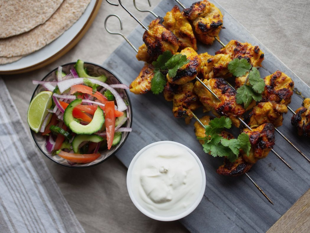 Chicken tikka with kachumber and roti | Kidney Care UK