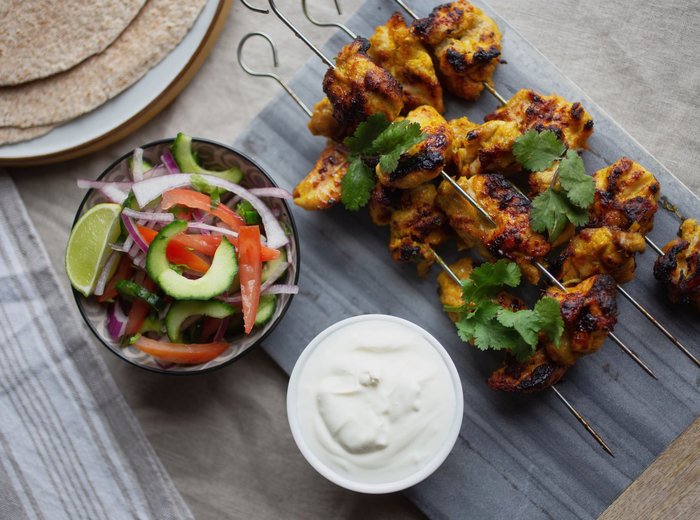 Chicken tikka with kachumber and roti | Kidney Care UK