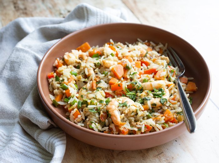 Caribbean shrimp fried rice | Kidney Care UK