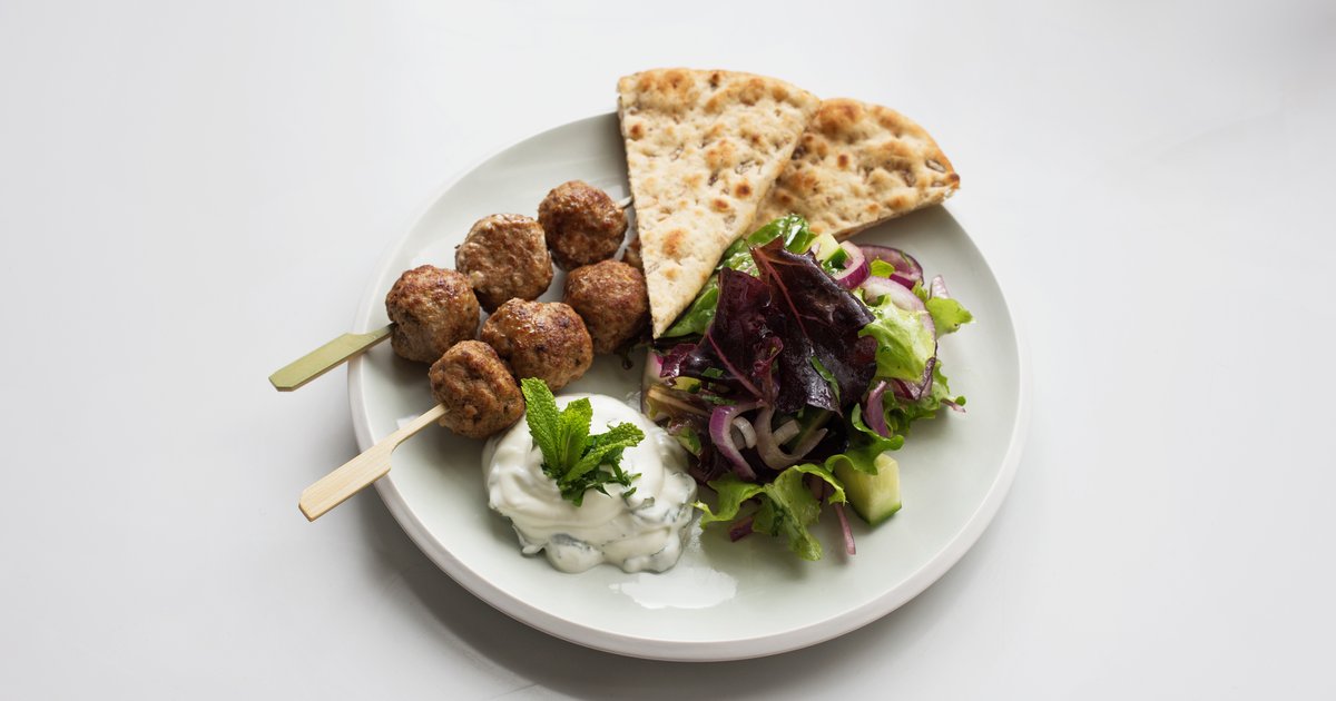 Lamb meatballs with Greek salad and minted yogurt Kidney Care UK