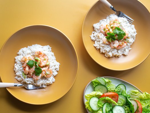 Peppered prawns & rice