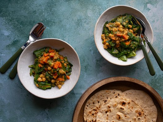 Curried chana and roti
