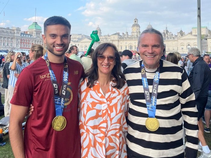 David Middle with family after London Marathon 2025