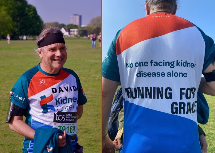 David Middle at the London Marathon 2025 start line (collage)