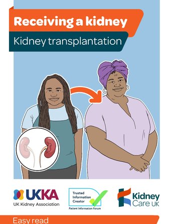 Easy read - Receiving a kidney Patient information leaflet front cover
