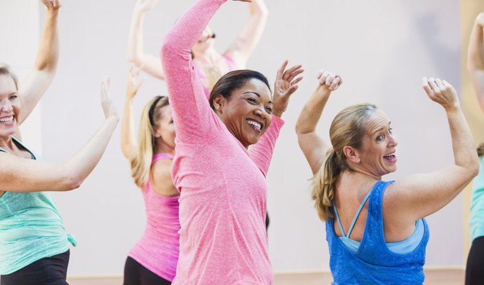 Women exercising and dancing