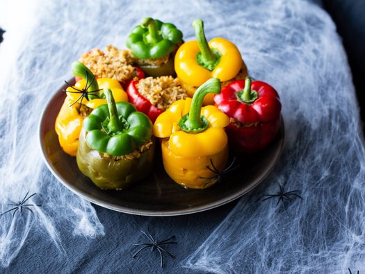 Stuffed scary pepper faces