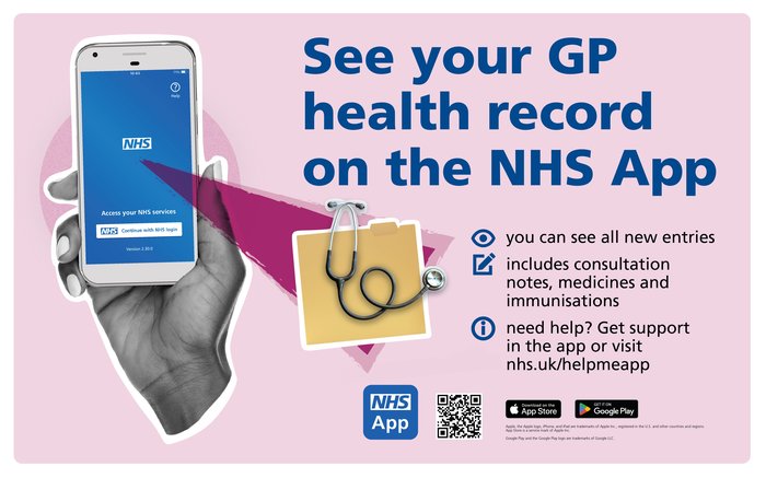 NHS GP health record app poster