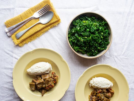 South African beef stew with sadza