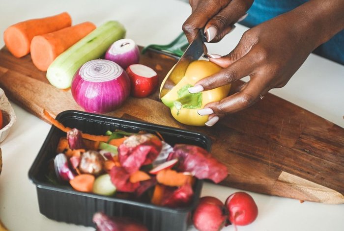 Woman chopping vegetables