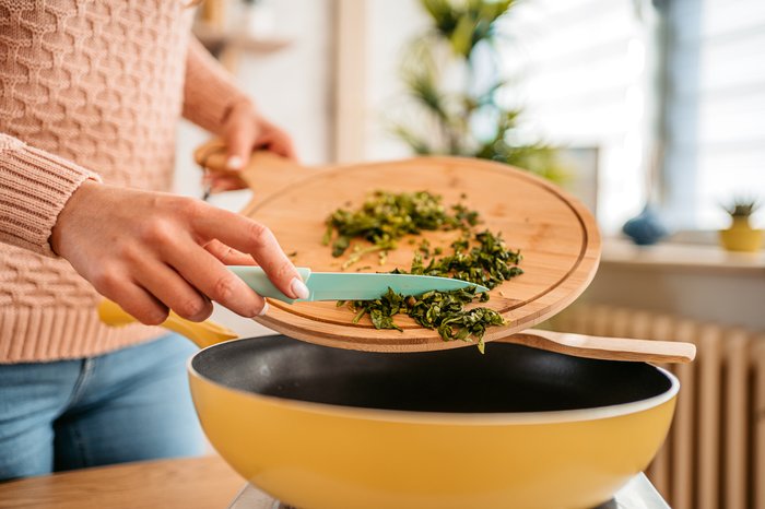 Cooking with chopped herbs